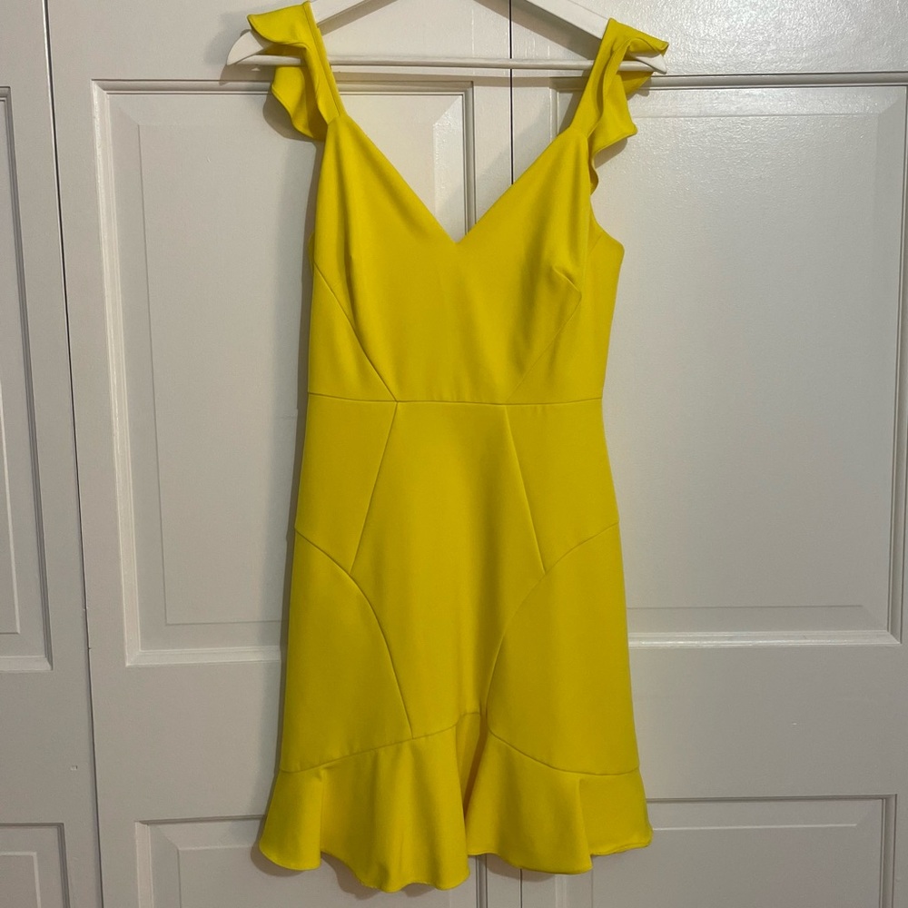 Aidan Mattox Yellow Ruffled Tiered Sundress